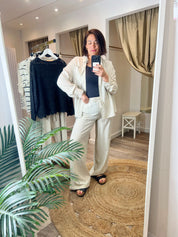 Pia Pinstripe Wide Leg Trouser