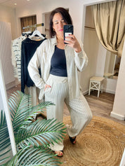 Pia Pinstripe Wide Leg Trouser