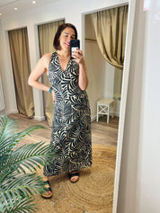 Nova Print Halter neck Twist Back Midi Dress