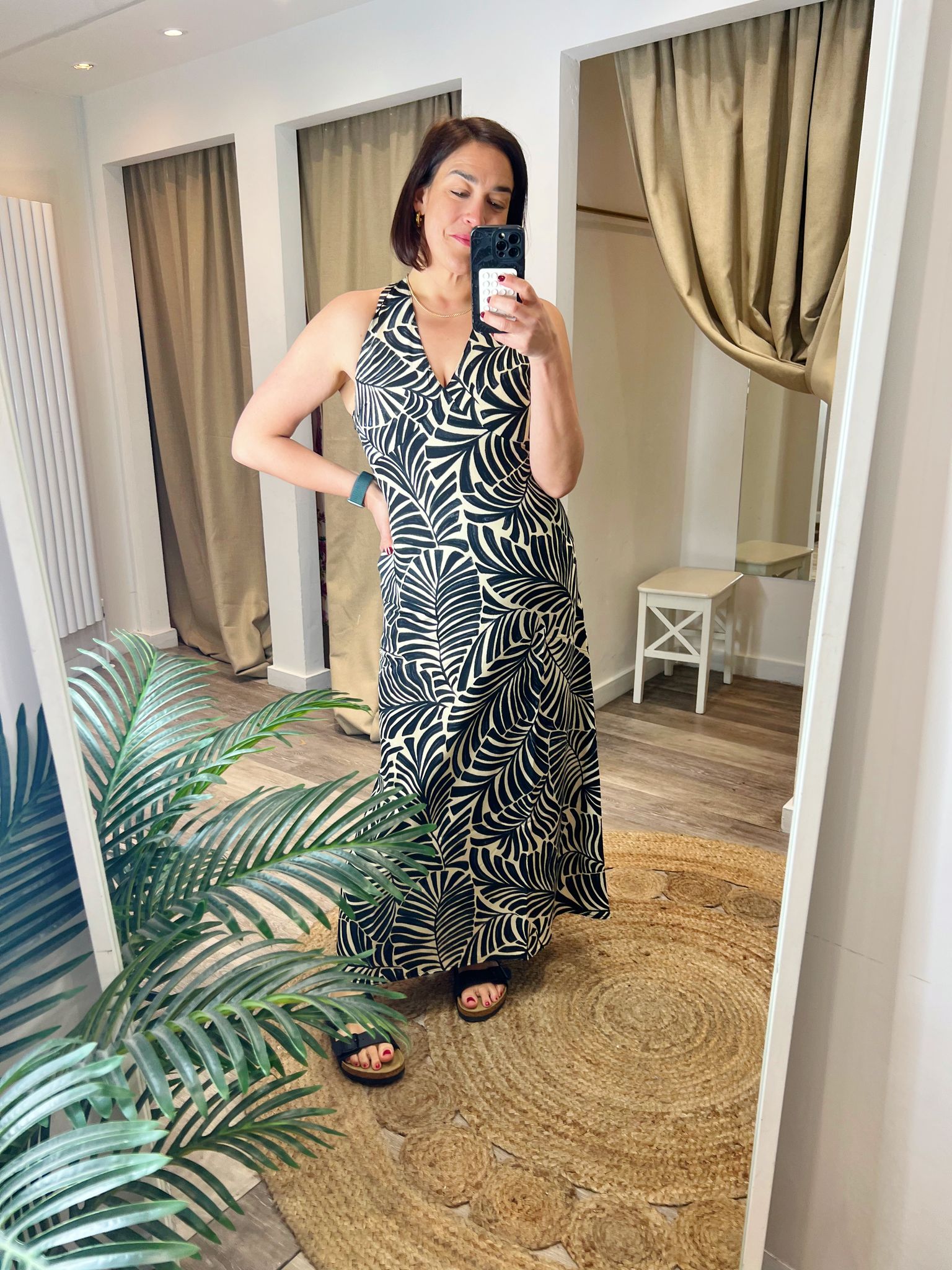 Nova Print Halter neck Twist Back Midi Dress