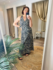 Nova Print Halter neck Twist Back Midi Dress