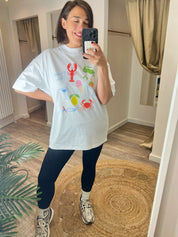 Lobster Print Oversized Tee