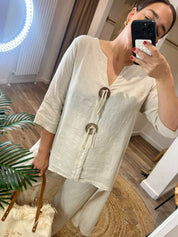 Jill Cream Linen Mix Co-Ord Set