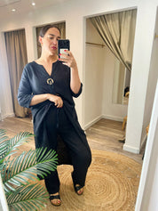 Jill Black Linen Mix Co-Ord Set