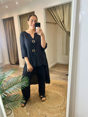 Jill Black Linen Mix Co-Ord Set
