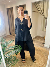 Jill Black Linen Mix Co-Ord Set