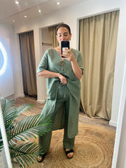 Jill Khaki Linen Mix Co-Ord Set