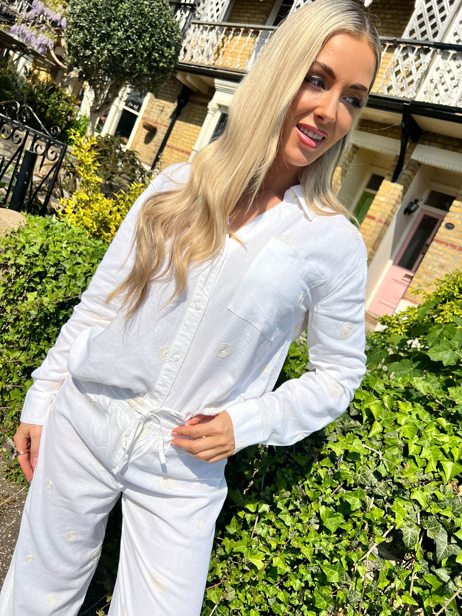 Caro Embroidered Linen Mix Shirt