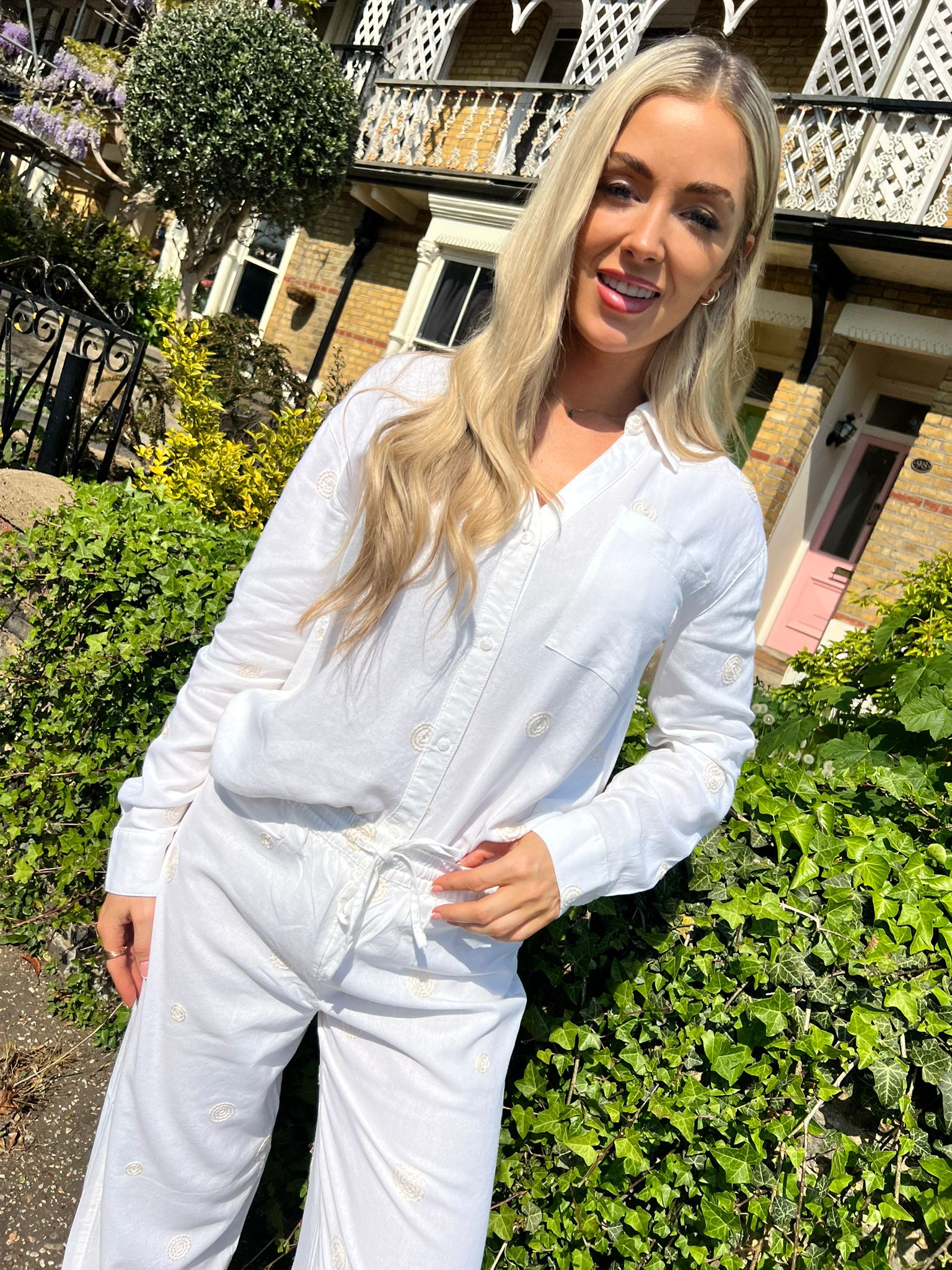 Caro Embroidered Linen Mix Shirt