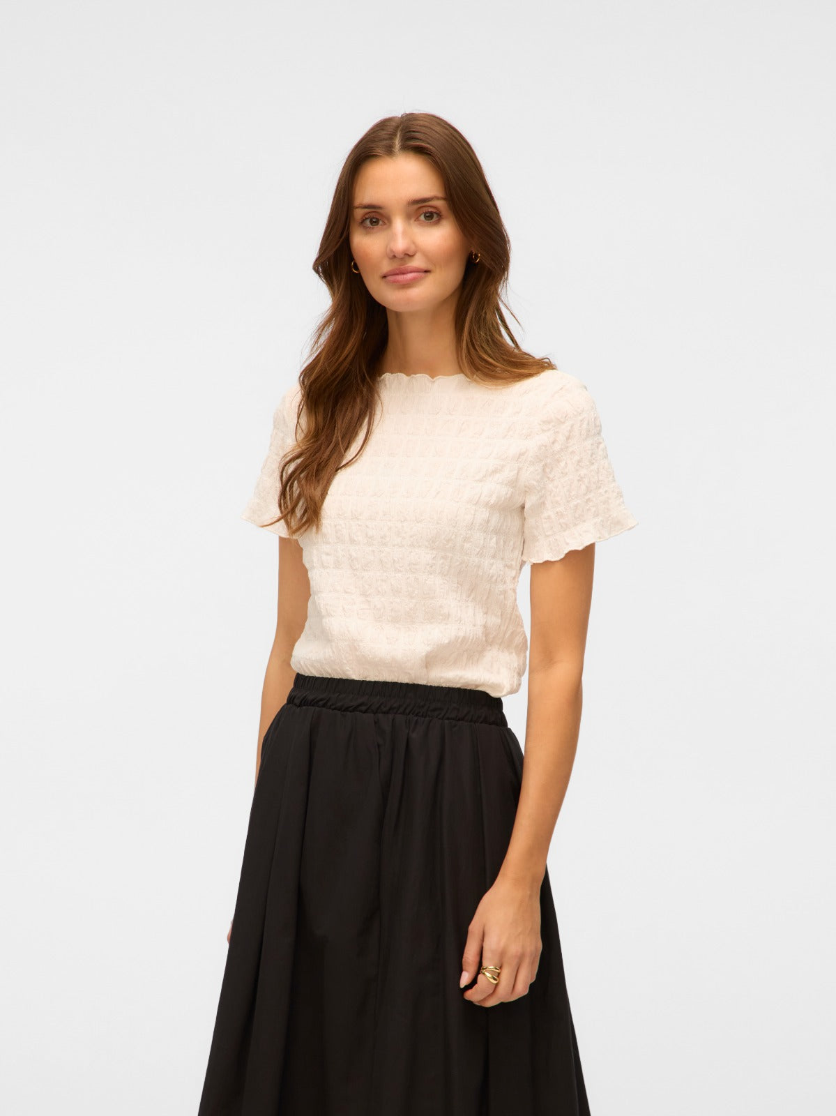 Fiona Cream Waffle T-shirt Top