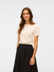 Fiona Cream Waffle T-shirt Top