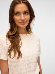 Fiona Cream Waffle T-shirt Top