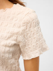 Fiona Cream Waffle T-shirt Top