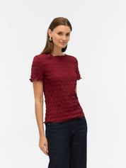 Fiona Burgundy Waffle T-shirt Top