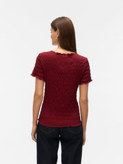 Fiona Burgundy Waffle T-shirt Top