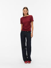 Fiona Burgundy Waffle T-shirt Top