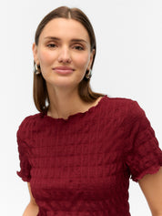Fiona Burgundy Waffle T-shirt Top