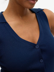 Willow Navy V-neck Polo Top