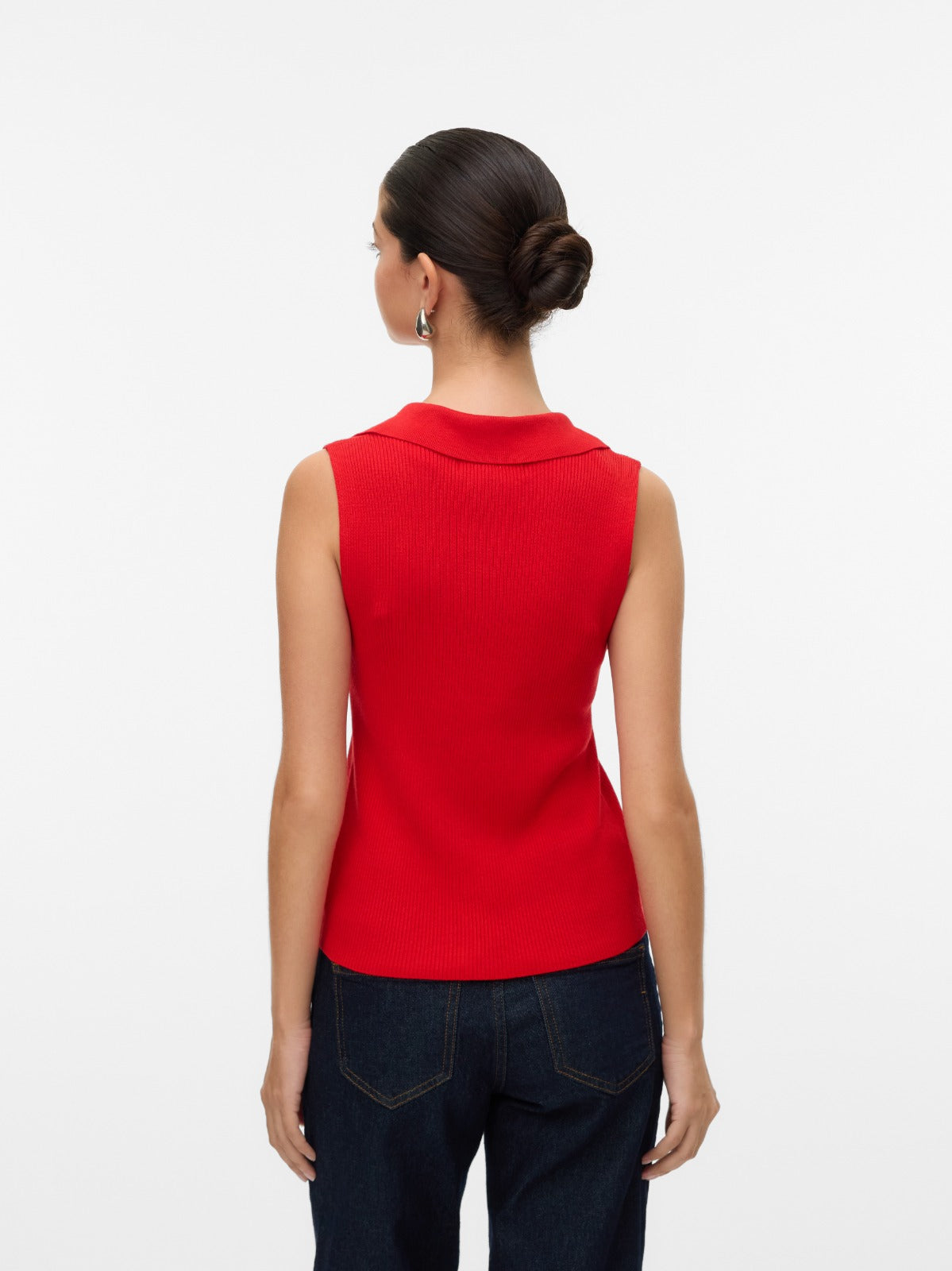 Willow Red V-neck Polo Top