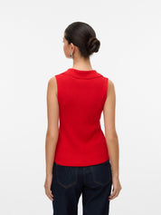 Willow Red V-neck Polo Top