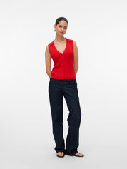 Willow Red V-neck Polo Top