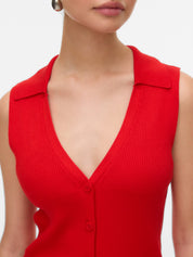 Willow Red V-neck Polo Top
