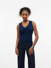 Willow Navy V-neck Polo Top