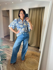Izzy Blue Print Puff Sleeve Blouse