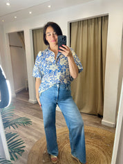 Izzy Blue Print Puff Sleeve Blouse