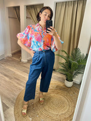 Izzy Coral Print Puff Sleeve Blouse