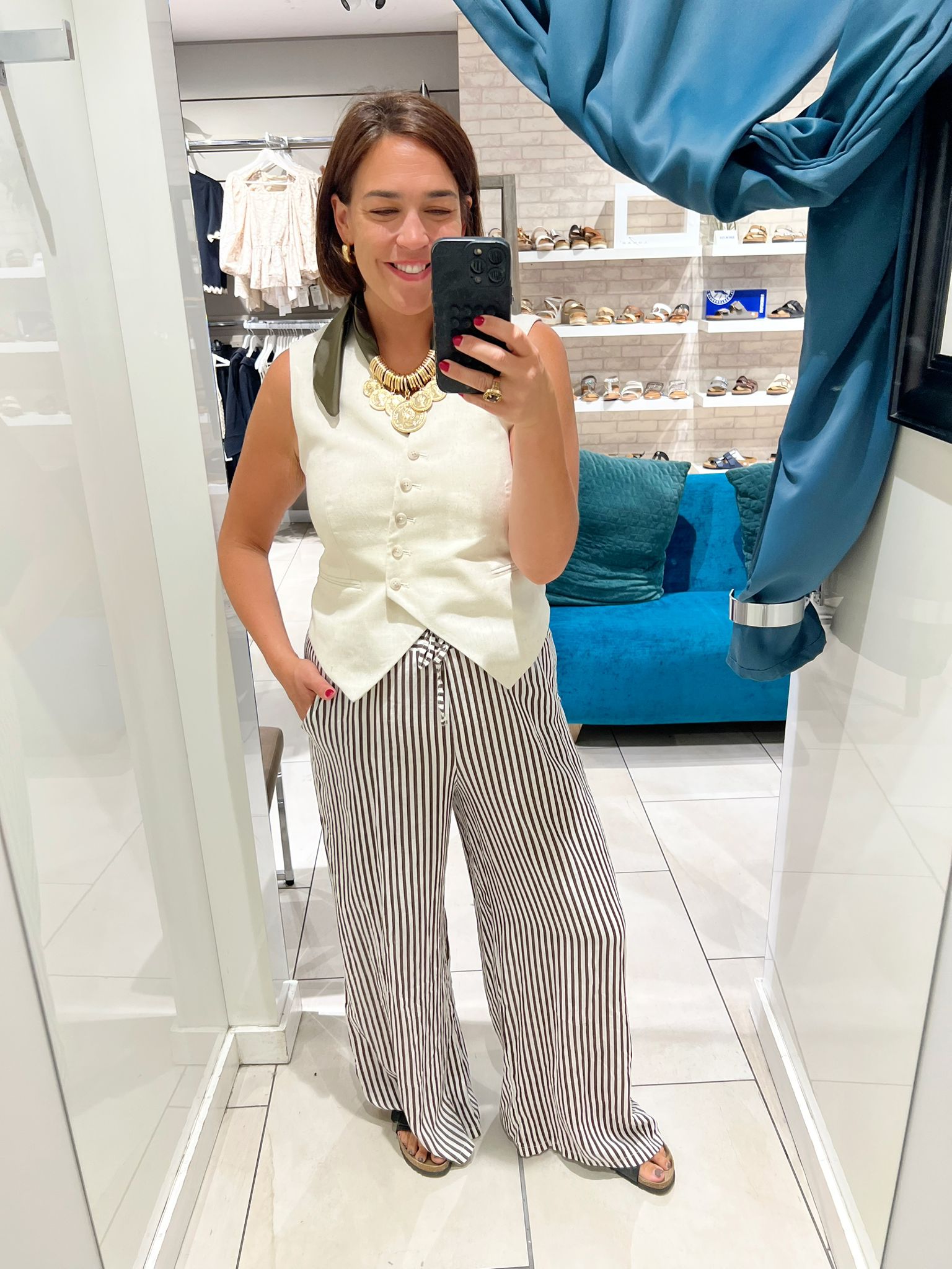 Daria Brown Stripe Wide Leg Trousers