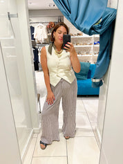 Daria Brown Stripe Wide Leg Trousers