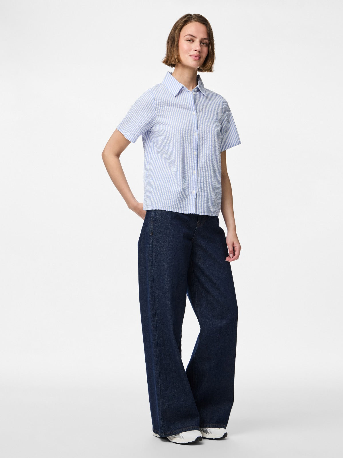 Pieces Sally Blue Stripe Shirt