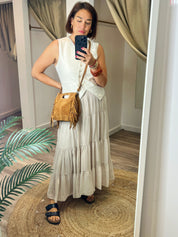 Suede Tan Square Tassel Handbag