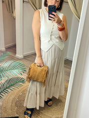 Suede Tan Square Tassel Handbag