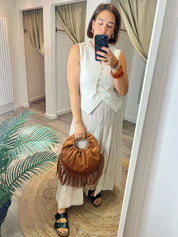 Round Tassel Suede Style Handbag