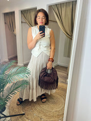 Round Tassel Suede Style Handbag