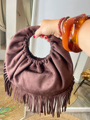 Round Tassel Suede Style Handbag