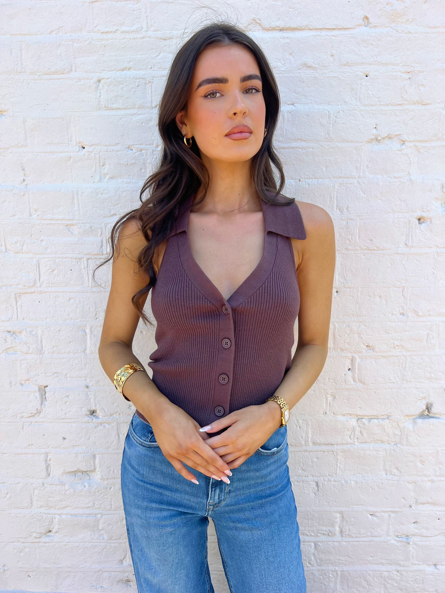 Hollie Brown Halterneck Knit Top