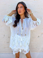 Ibiza White Embroidered Short SET