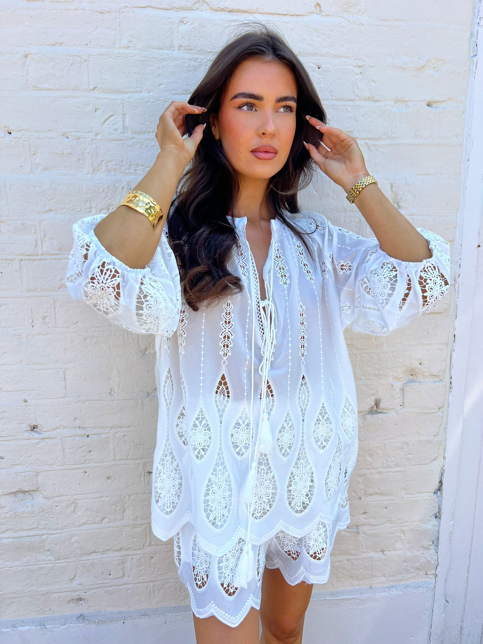 Ibiza White Embroidered Short SET