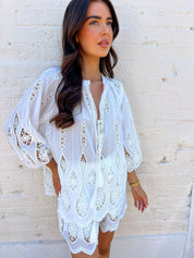 Ibiza White Embroidered Short SET