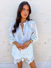 Ibiza White Embroidered Short SET