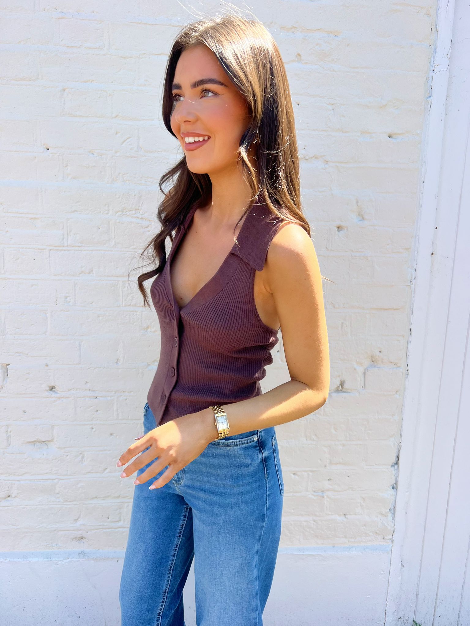 Hollie Brown Halterneck Knit Top