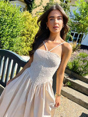 Zara Cream Bodice Detail Midi Dress