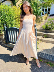 Zara Cream Bodice Detail Midi Dress