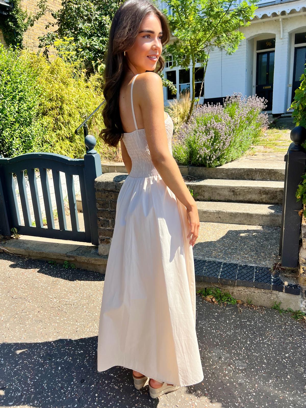 Zara Cream Bodice Detail Midi Dress