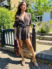 Kira Brown Cheesecloth Playsuit