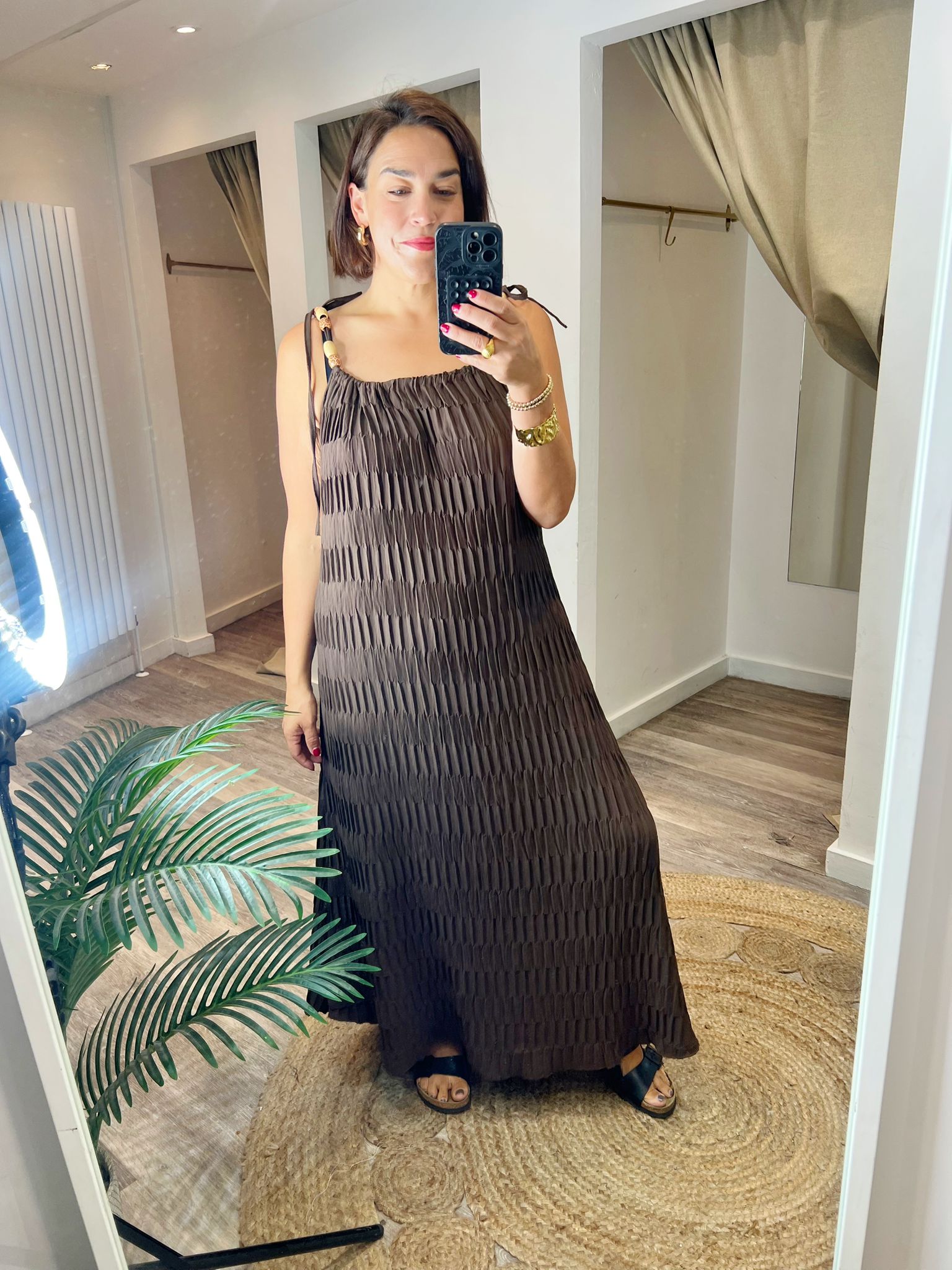 Lena Wooden Bead Strap Midi/maxi Dress