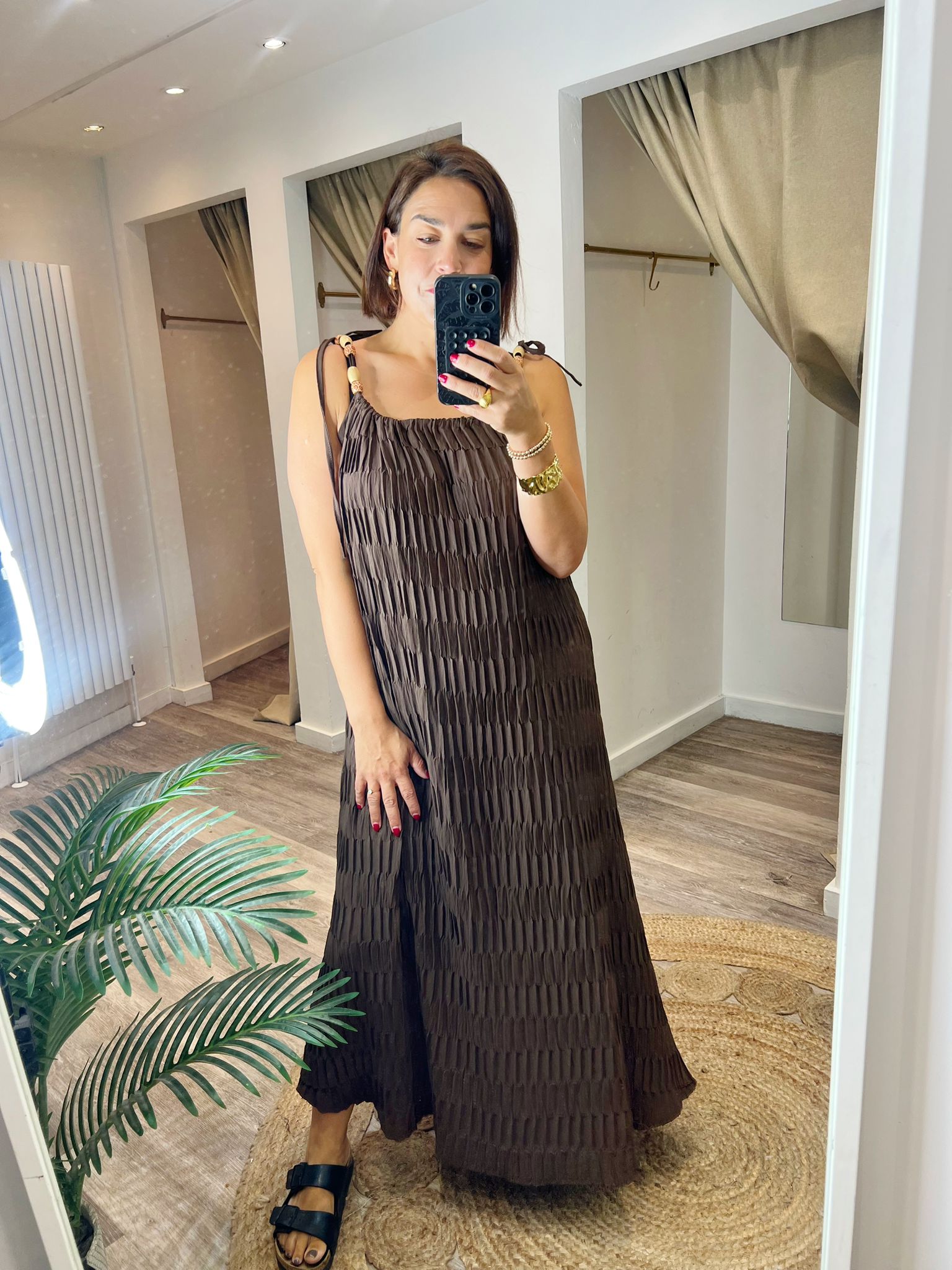 Lena Wooden Bead Strap Midi/maxi Dress